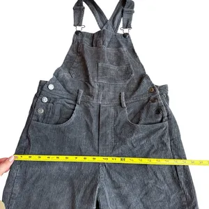 By Together Women’s S Corduroy Overalls Charcoal Gray‎ Relaxed Fit Boho Hipster thumbnail 9