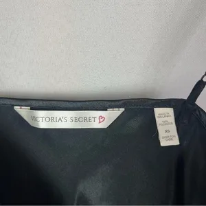 Victoria's Secret Black‎ Satin Chiffon Rose Teddie Chemise Nightgown Slip XS thumbnail 4