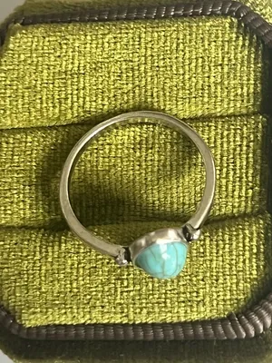 Vintage/Boho Design Faux Turquoise Stainless Steel Silver Ring Size 6 NWT thumbnail 3