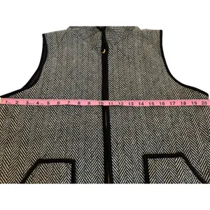 Katydid Herringbone Black White Zip up Vest coat shirt Size large EUC thumbnail 5