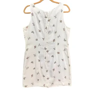 Vintage Boulevard De Paris Dress 14‎ White Linen Floral Texture Cottage Feminine thumbnail 4