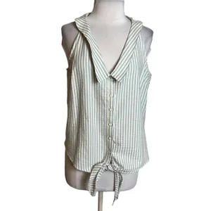 Anthropologie pilcro striped button down‎ tie front blouse top Sz S thumbnail 3
