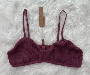 Skims Sheer Knit Bralette Beet Size Large thumbnail 1