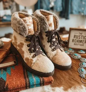 $110 Myra beaver turbulent combat boots 8 Tan thumbnail 1
