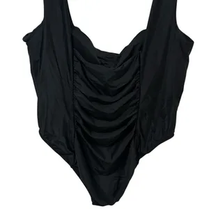 NEW J. Crew Black Ruched Square Neck One Piece‎ Swimsuit Resort Beach Size 22 thumbnail 7