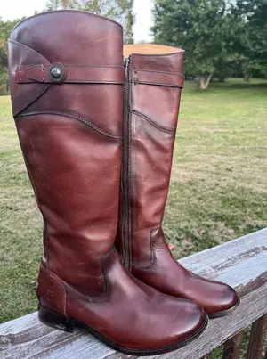 Frye Molly Button Tall Redwood Riding Boots Women's Size 8 thumbnail 1