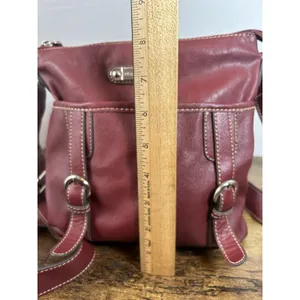 Franco Sarto Burgundy Shoulder Bag Faux Leather Zip Purse Adjustable Strap thumbnail 9