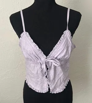 Lavender Ruffle Tie-Front Top NWT thumbnail 1
