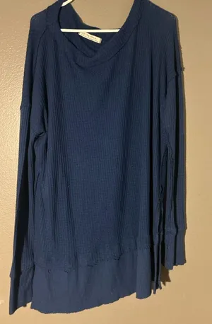 Free People Navy Blue Long Sleeve Top thumbnail 1