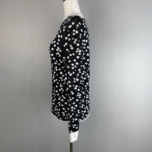 & Other Stories Crew Neck Black Cream Polka Dot Sweater Size S Cotton Modal Silk thumbnail 3