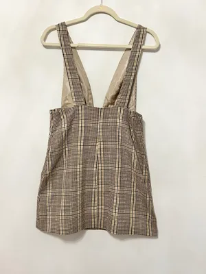 Zara plaid pinafore sleeveless mini dress thumbnail 4