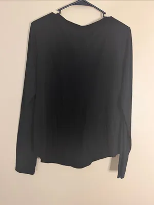 Women's Black V-Neck Long Sleeve Top - Unbranded thumbnail 5