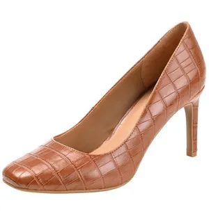 NWT Journee Collection Tru Comfort Foam Square Toe Mid Heel Pumps Brown 7M thumbnail 1