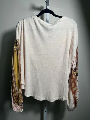 242. We The Free Free People Cream Thermal Boho Mixed Print Sleeve Top thumbnail 7