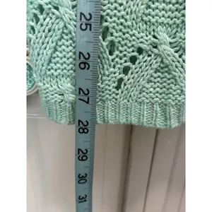 Charming Charlie Open Knit Sweater Scoop Neck Long Sleeve Size M‎ Green thumbnail 3