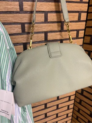Free Assembly Blue And green Stripe Button Down Shirt Size Large And Green Purse thumbnail 5
