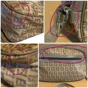 Vintage 1990'S Fendi Zucchino Ff Logo Brown Coated Canvas W/Leather Trim Bag thumbnail 12