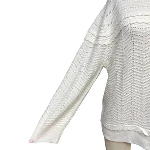 J. Crew Crewneck‎ Scalloped Pointelle Sweater Ivory Size XL thumbnail 4