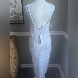 NWT Revolve‎ 525 America White Pointelle Cotton Crochet knit Dress Small thumbnail 3