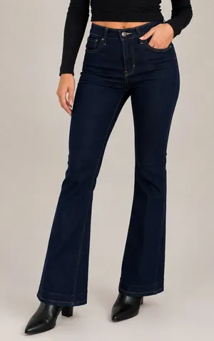 Levi’s 725 High Rise Bootcut Flared Preppy Jeans Size 26 Dark Wash Denim thumbnail 1