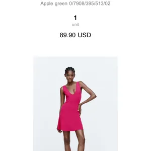 Zara Fuchsia Pink Ribbed Mini Dress NWT Size M Sleeveless V Neck Fit & Flare thumbnail 7