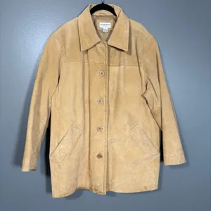 Jaclyn Smith Vintage 90's Heavy Suede Chore Jacket - Women's Plus Size 1X - Tan thumbnail 1