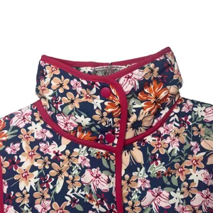 NWT Dokotoo Floral Quilted Puffer Vest Navy Burgundy Trim Snap Front‎ Sz XL thumbnail 3