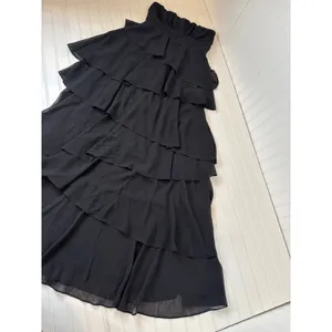NWOT Lulus Gorgeous Essence Black Strapless Tiered Maxi Dress Wedding Size M thumbnail 4