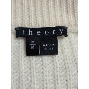 Theory Womens Wool Cashmere Ribbed Knit Crewneck Sweater‎ Cream Ivory Size M thumbnail 8
