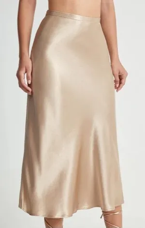 Commense High Waisted Satin Flowy Midi Skirt size xs thumbnail 1