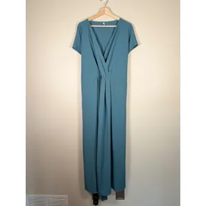 Halara Teal Blue V-Neck Wrap Maxi Dress Short Sleeve Pockets Plus Size 3X 780793 thumbnail 3