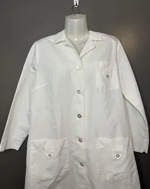 Angelica Lab Coat Mens 34 Large White Long Sleeve 3 Pocket Medical Jacket Unisex thumbnail 1