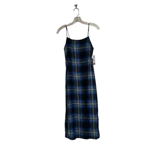 NWT Vans camden check slip dress in blue XS thumbnail 9