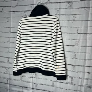 Lauren Ralph Lauren Striped Cowl Neck Sweater White & Black Sz L Cotton Knit Y2K thumbnail 10