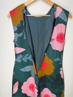 Anthropologie Floral‎ Linen Blend Shift Dress Artsy Botanical Boho Lagenlook PM thumbnail 8