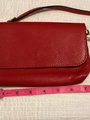Foldover Bagette mini purse with Strap Red leather bag Italy thumbnail 2