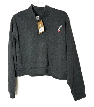 Cincinnati Bearcats Rivalry Threads Dark Gray Crop Sweatshirt NWT Womens XL thumbnail 1