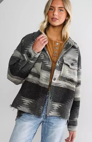 Buckle Aztec Flannel Shacket thumbnail 1