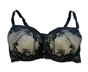 Torrid Floral Lace Bra Size 40DD Black & Nude thumbnail 1
