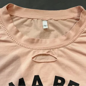 Mama Bear Short Sleeve Shirt Top Women’s Size Large Light Pink Cotton Distressed thumbnail 2