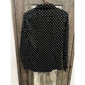 Ralph Lauren Polka Dot Long‎ Sleeve Button Front Shirt BLACK Size 4 thumbnail 4