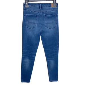 American Eagle distressed exposed zipper super hi-rise jegging crop jeans sz 4 thumbnail 2