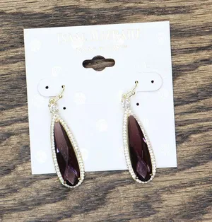 NWT Isaac Mizrahi Teardrop Rhinestone Pave Dangle Purple 2 in. thumbnail 1