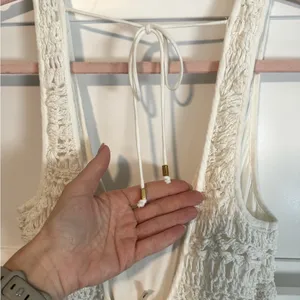 Free People Soleil jumpsuit romper crochet linen One Piece, XS thumbnail 9