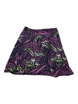 Dana Buchman Purple Black Tropical Abstract Geometric Knit Midi Skirt Large thumbnail 2