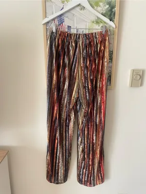 The Pyramid Collection Striped Burnout Velvet Wide Leg Pants Boho Hippie Large thumbnail 5