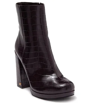 NEW RACHEL ZOE Maya Platform Bootie Crocodile Embossed In Deep Mahagony thumbnail 4