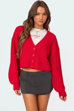NWT Edikted Sabrina Chunky Knit Crop Cardigan size XS‎ thumbnail 1