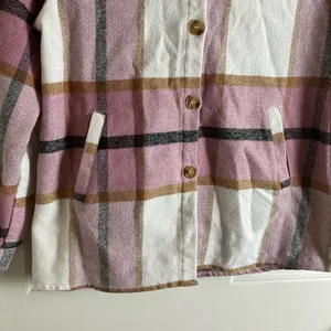 Pink Plaid Hooded Button thumbnail 4