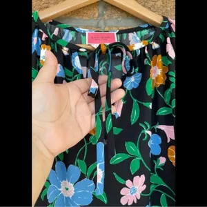 KATE SPADE NEW YORK KATE SPADE Floral Garden Tulip Dress In Black LARGE thumbnail 7